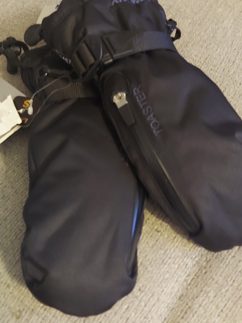 Black Women's Snow Mittens with Wrist Strap by - Picture 4 of 6